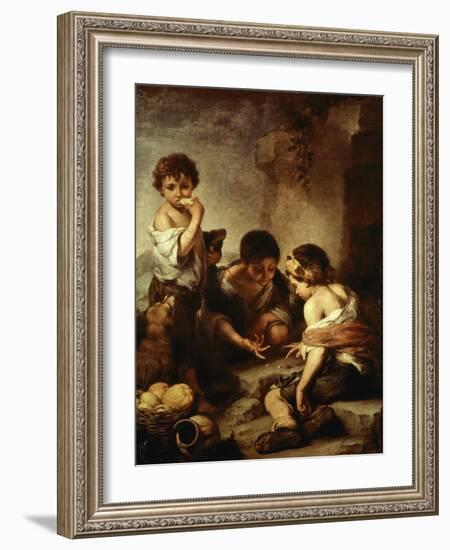 Young Beggars Playing Dice-Bartolome Esteban Murillo-Framed Giclee Print