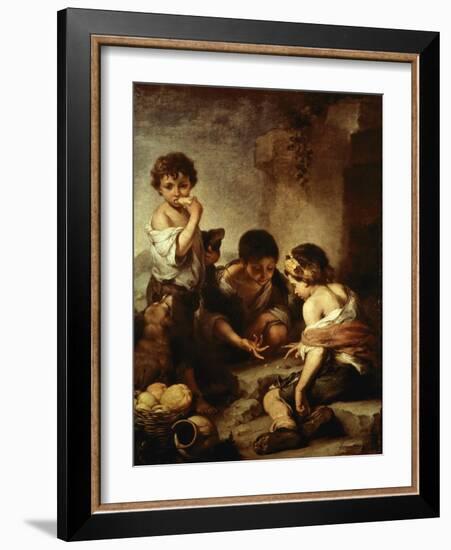 Young Beggars Playing Dice-Bartolome Esteban Murillo-Framed Giclee Print