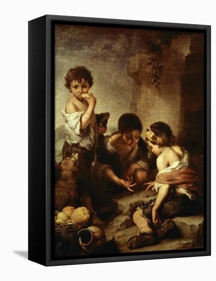 Young Beggars Playing Dice-Bartolome Esteban Murillo-Framed Premier Image Canvas