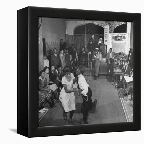 Young Black Couple Dancing Like Mad in the Center of Dance Floor at the Savoy Hotel-Eric Schaal-Framed Premier Image Canvas