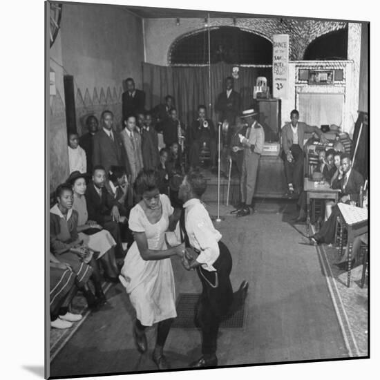 Young Black Couple Dancing Like Mad in the Center of Dance Floor at the Savoy Hotel-Eric Schaal-Mounted Photographic Print