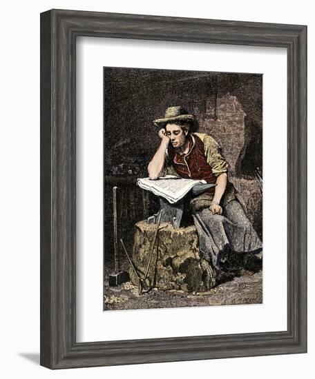 Young Blacksmith Reading a Newspaper, c.1800-null-Framed Giclee Print