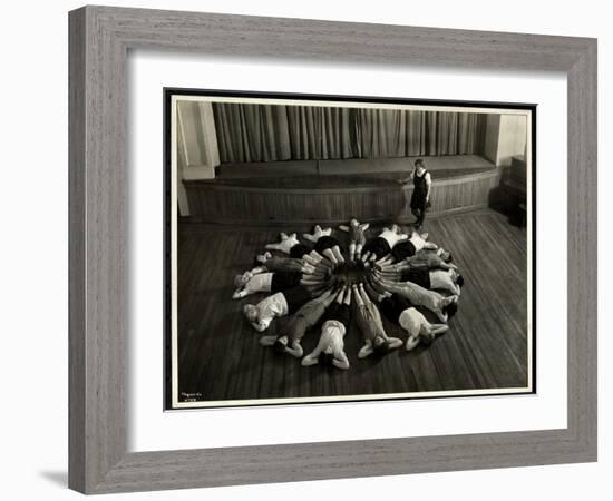 Young Blind Women Lying in a Starburst Pattern on the Floor of the Gymnasium at the New York…-Byron Company-Framed Giclee Print