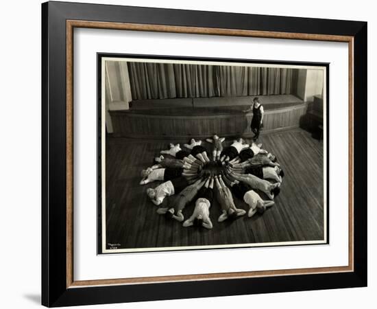 Young Blind Women Lying in a Starburst Pattern on the Floor of the Gymnasium at the New York…-Byron Company-Framed Giclee Print