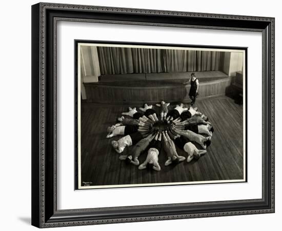 Young Blind Women Lying in a Starburst Pattern on the Floor of the Gymnasium at the New York…-Byron Company-Framed Giclee Print