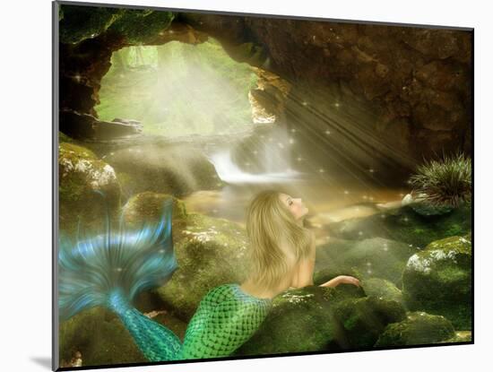 Young Blonde Mermaid-tosher-Mounted Art Print