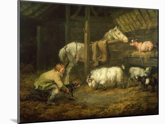 Young Boy and His Dog in a Stable with a Horse and Sheep (Oil on Canvas)-James Ward-Mounted Giclee Print