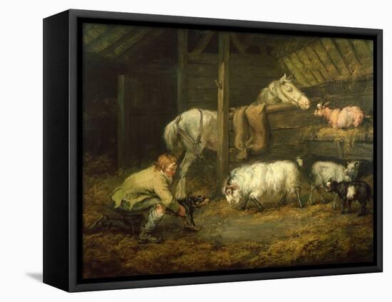 Young Boy and His Dog in a Stable with a Horse and Sheep (Oil on Canvas)-James Ward-Framed Premier Image Canvas