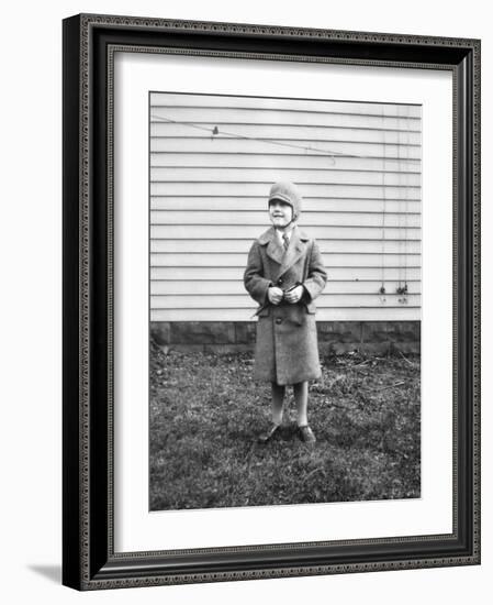 Young Boy Backyard Portrait, Ca. 1934.-Kirn Vintage Stock-Framed Photographic Print