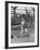 Young Boy Batting in Little League During Game-null-Framed Photographic Print