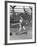 Young Boy Batting in Little League During Game-null-Framed Photographic Print