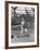 Young Boy Batting in Little League During Game-null-Framed Photographic Print