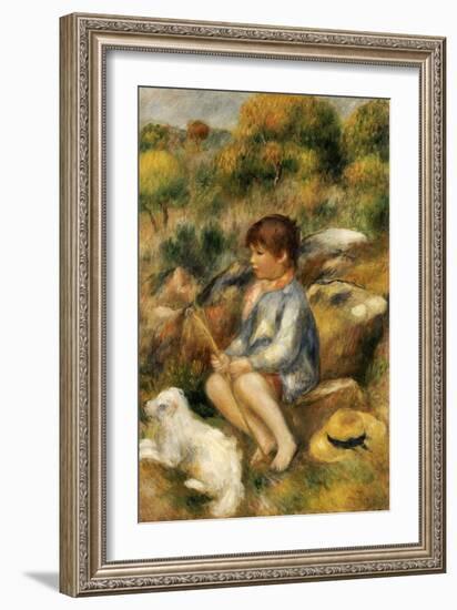 Young Boy by a Brook, 1890-Pierre-Auguste Renoir-Framed Giclee Print