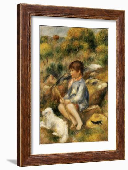 Young Boy by a Brook, 1890-Pierre-Auguste Renoir-Framed Giclee Print