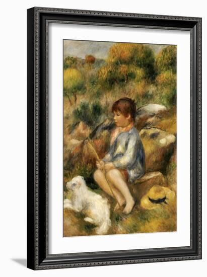 Young Boy by a Brook, 1890-Pierre-Auguste Renoir-Framed Giclee Print