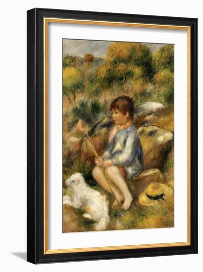 Young Boy by a Brook, 1890-Pierre-Auguste Renoir-Framed Giclee Print