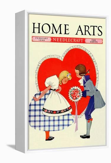 Young Boy Gives a Little Girl a Nosegay-Home Arts-Framed Stretched Canvas