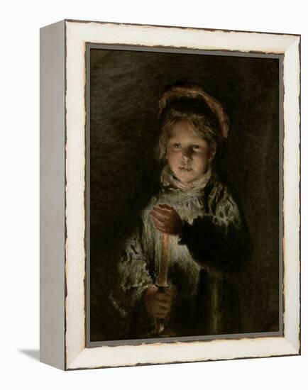 Young Boy Holding a Candle-William Henry Hunt-Framed Premier Image Canvas