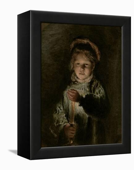 Young Boy Holding a Candle-William Henry Hunt-Framed Premier Image Canvas