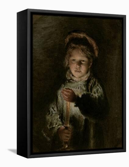 Young Boy Holding a Candle-William Henry Hunt-Framed Premier Image Canvas