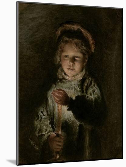 Young Boy Holding a Candle-William Henry Hunt-Mounted Giclee Print