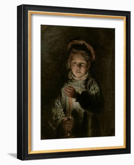 Young Boy Holding a Candle-William Henry Hunt-Framed Giclee Print