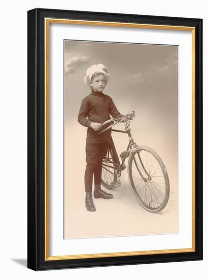 Young Boy in Chef's Hat with Bicycle-null-Framed Art Print