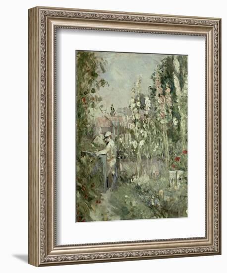 Young Boy in the Hollyhocks-Berthe Morisot-Framed Giclee Print