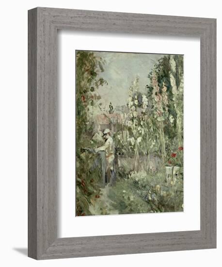 Young Boy in the Hollyhocks-Berthe Morisot-Framed Giclee Print