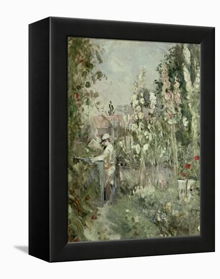 Young Boy in the Hollyhocks-Berthe Morisot-Framed Premier Image Canvas