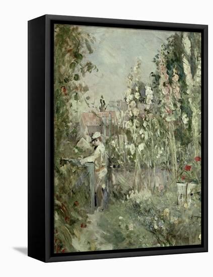 Young Boy in the Hollyhocks-Berthe Morisot-Framed Premier Image Canvas