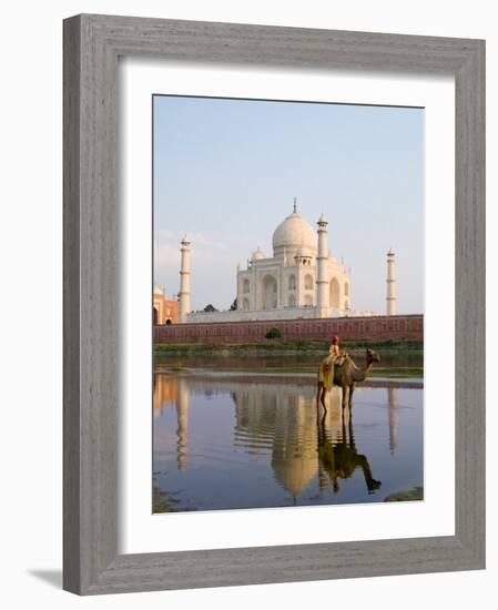 Young Boy on Camel, Taj Mahal Temple Burial Site at Sunset, Agra, India-Bill Bachmann-Framed Photographic Print