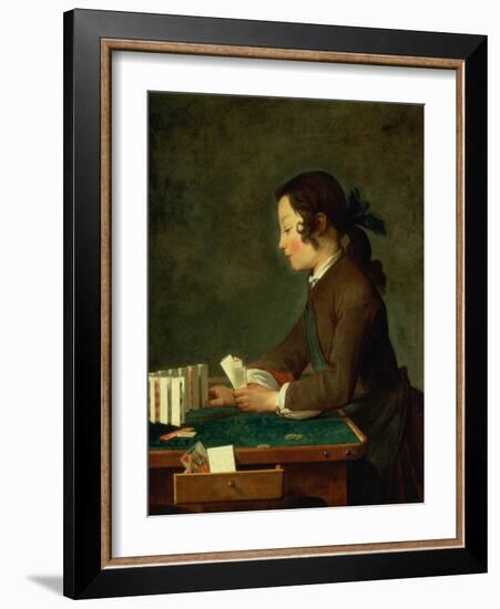 Young Boy Playing Cards (Oil on Canvas)-Jean-Baptiste Simeon Chardin-Framed Giclee Print