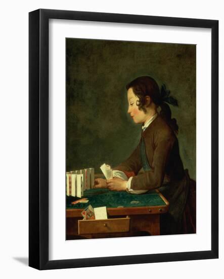 Young Boy Playing Cards (Oil on Canvas)-Jean-Baptiste Simeon Chardin-Framed Giclee Print