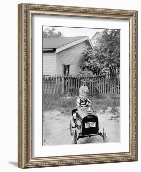 Young Boy Plays in His Backyard, Ca. 1929.-Kirn Vintage Stock-Framed Photographic Print