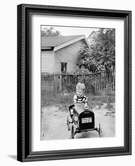 Young Boy Plays in His Backyard, Ca. 1929.-Kirn Vintage Stock-Framed Photographic Print