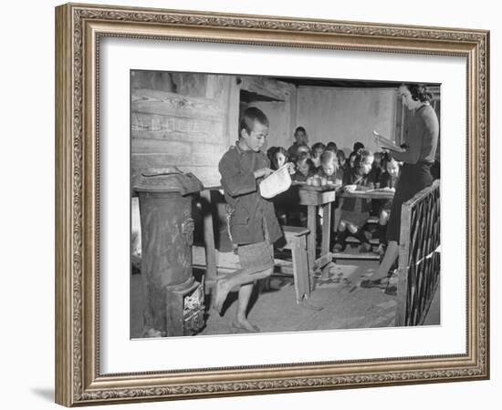 Young Boy Reading Allowed to the Class-null-Framed Photographic Print