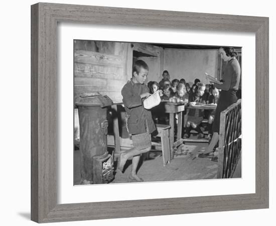 Young Boy Reading Allowed to the Class-null-Framed Photographic Print