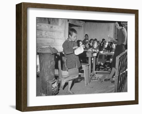 Young Boy Reading Allowed to the Class-null-Framed Photographic Print