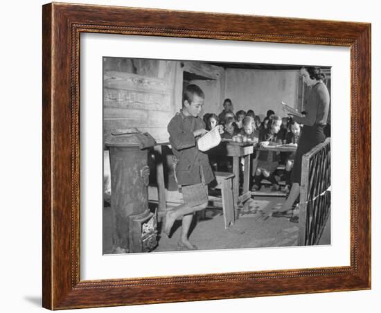 Young Boy Reading Allowed to the Class-null-Framed Photographic Print