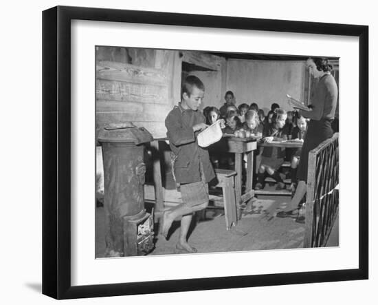 Young Boy Reading Allowed to the Class-null-Framed Photographic Print