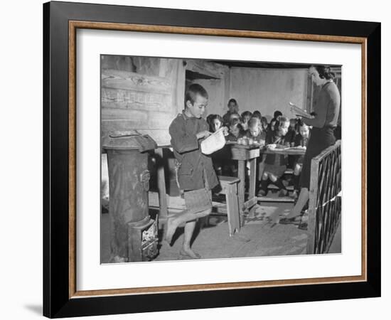 Young Boy Reading Allowed to the Class-null-Framed Photographic Print