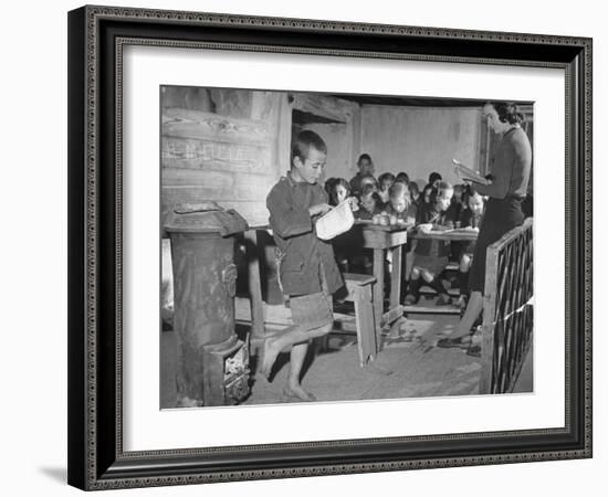 Young Boy Reading Allowed to the Class-null-Framed Photographic Print