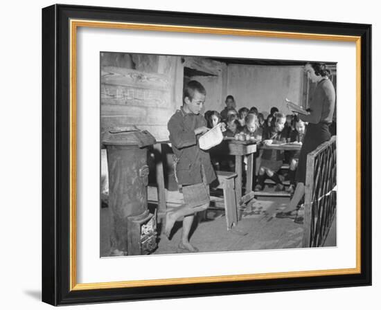 Young Boy Reading Allowed to the Class-null-Framed Photographic Print