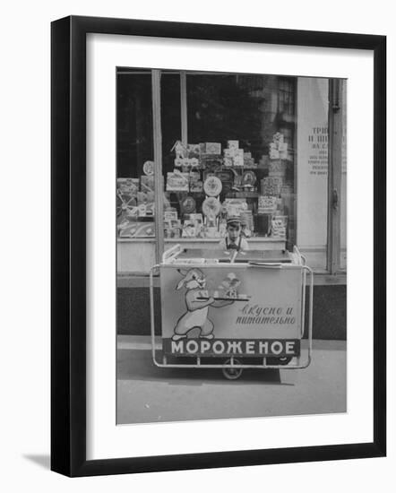Young Boy Selling Icecream-Carl Mydans-Framed Photographic Print