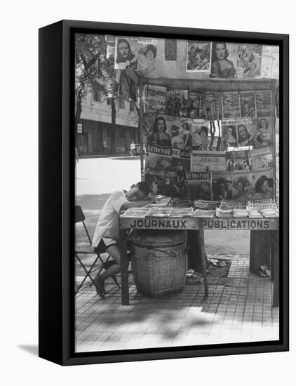 Young Boy Sleeping During Siesta Time, in French Indochina-Jack Birns-Framed Premier Image Canvas