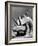 Young Boy Standing Atop Large Statue of Dinosaur in "Dinosaur Park" Tourist Attraction-Alfred Eisenstaedt-Framed Photographic Print