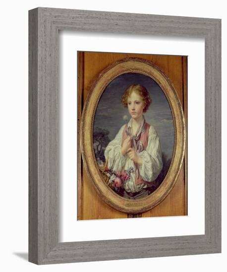 Young Boy with a Basket of Flowers-Jean-Baptiste Greuze-Framed Giclee Print