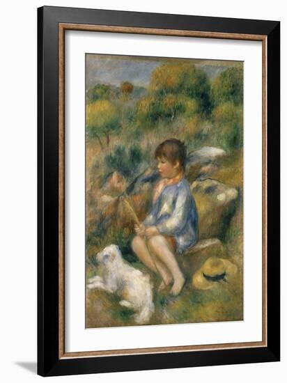 Young Boy with His Dog by a Brook, 1890-Pierre-Auguste Renoir-Framed Giclee Print