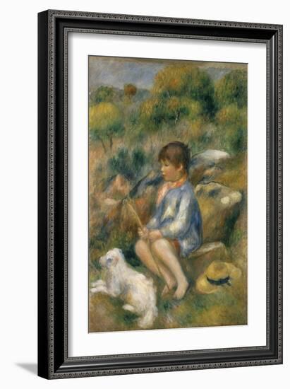 Young Boy with His Dog by a Brook, 1890-Pierre-Auguste Renoir-Framed Giclee Print